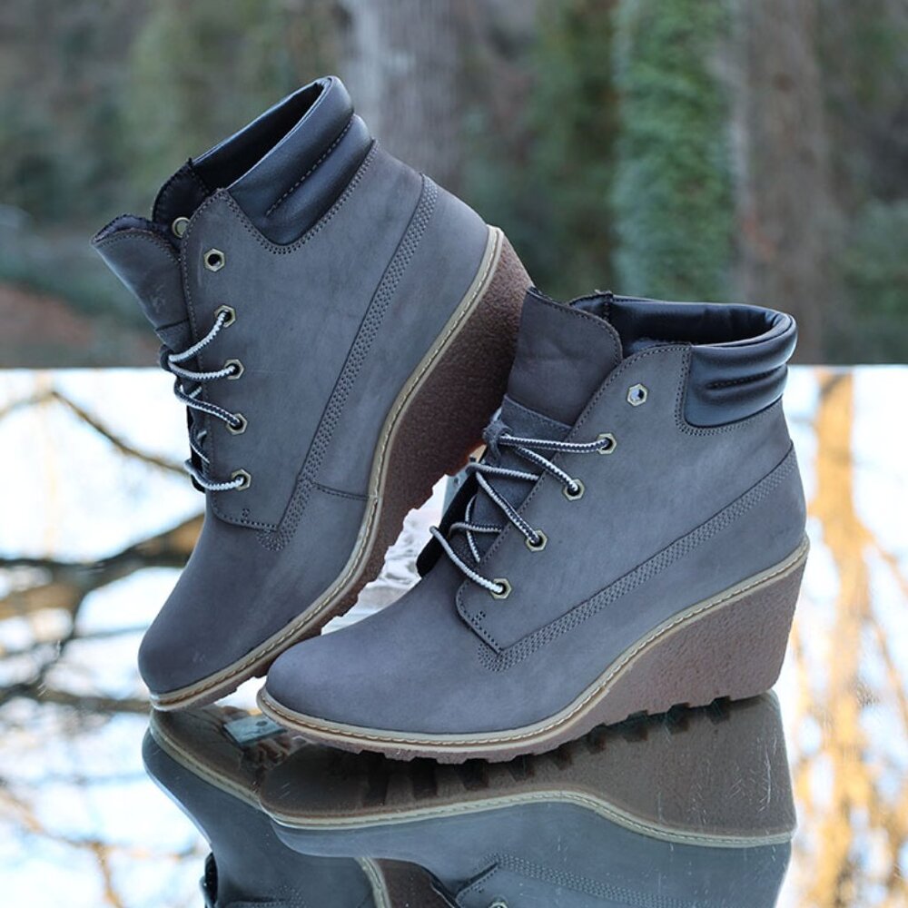 Timberland Amston Wedge 6 Inch Boots Grey - Picture 2 of 13